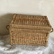 Coffre rotin et corde rafia structure bois - vintage