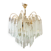 Vintage Italian glass and brass chandelier, 1970s