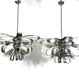 Mid-century pair of Italian chrome chandeliers from 70