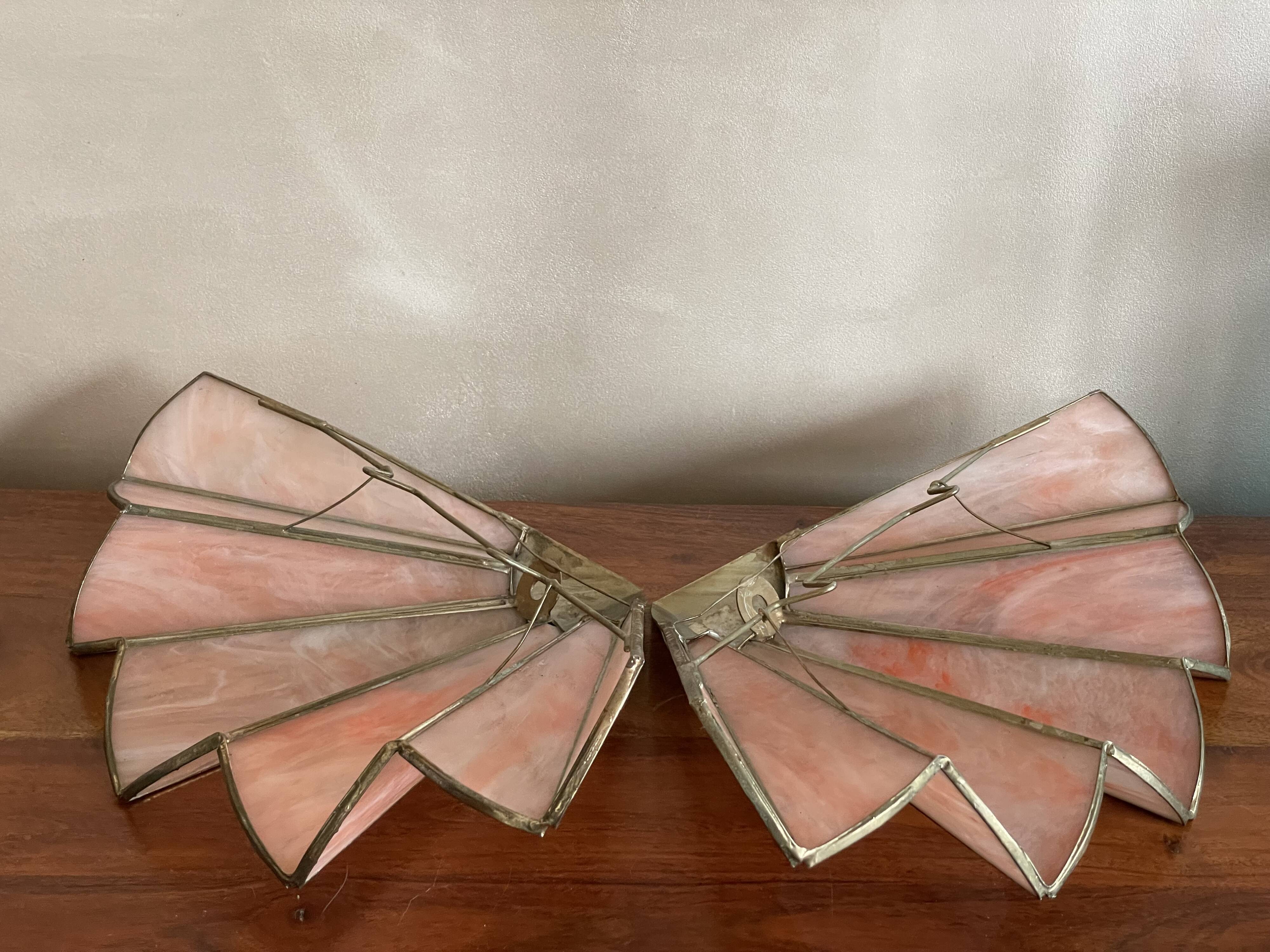 Paires d’appliques laiton et verre