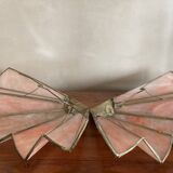 Pairs of brass and glass wall lights
