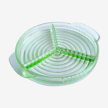 Green art deco glass dish