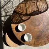 Quadripod coffee table in solid wood monoxyl natural color (dark)