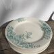 8 Terre de fer plates Anémones Bertrand Bordeaux old in green ceramic decorated with flowers