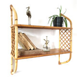 Vintage rattan wall shelf