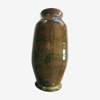 Old green glazed terracotta vase