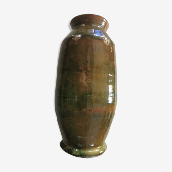 Vase ancien en terre cuite vernissée vert