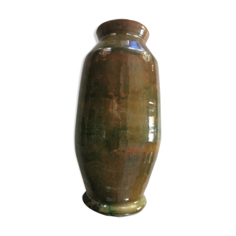 Vase ancien en terre cuite vernissée vert