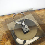 Smoked glass tray and chrome made in France