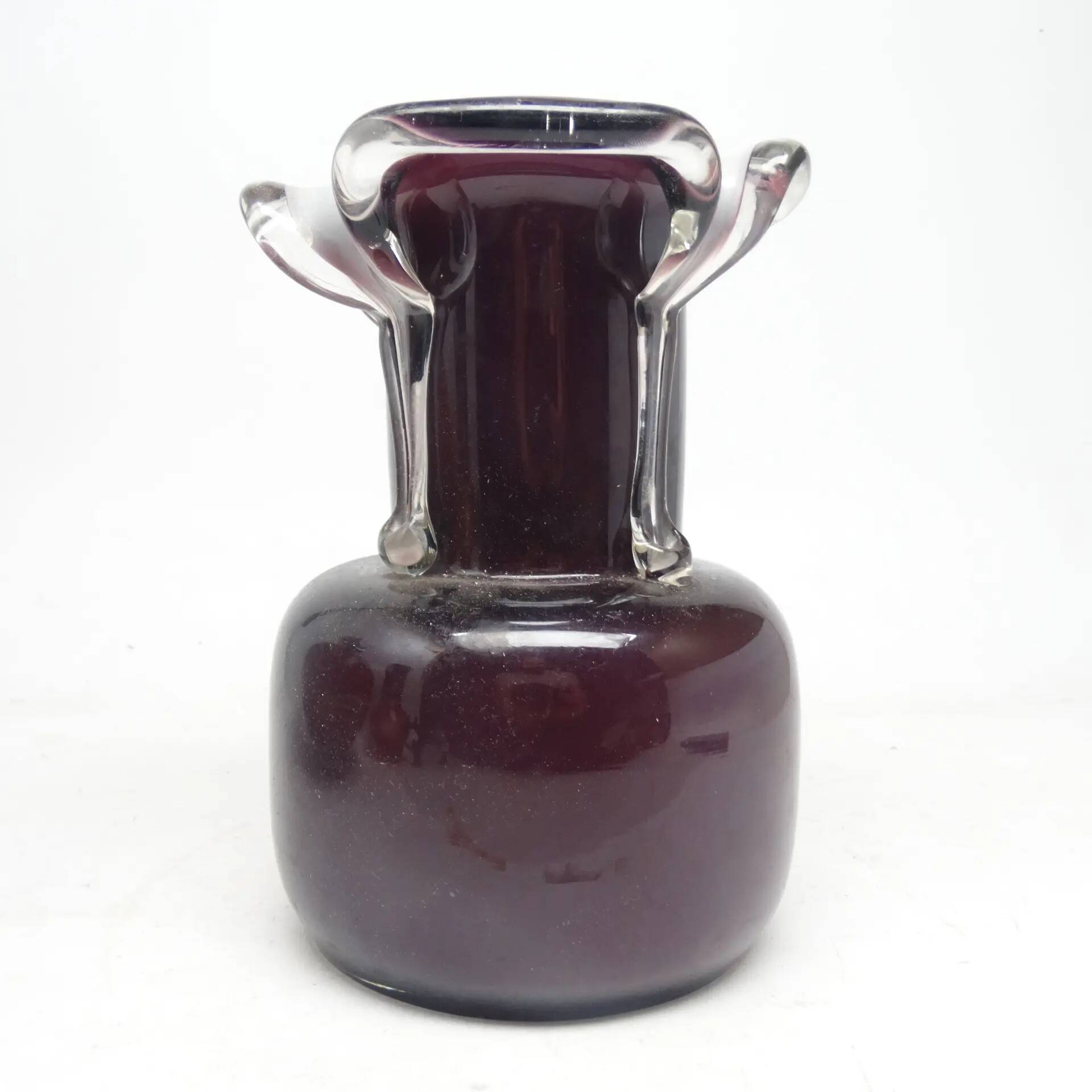 Mid-century modern vase, purple glass, Poland, 1970s