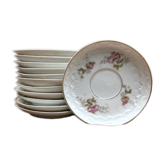 Set of 12 flowering saucers