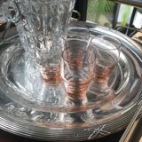 Set of 4 art deco pink tinted glasses