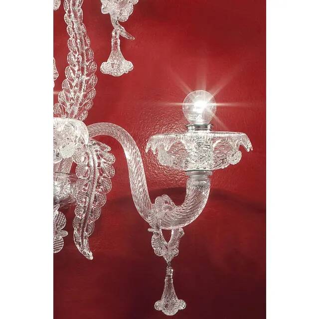 Applique murale florale en verre de Murano transparent impérial vénitien