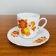 Tea and dessert set of 6 cups, German porcelain, flowers, 70s
