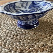 Blue and white porcelain compote, Delft style.