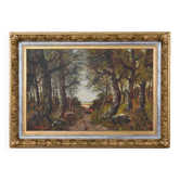 Important painting "Stroll in the Underwood", oil on canvas, signed L. Gourdon – 1896