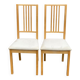 2 Scandinavian dining chairs made of solid light birch wood, IKEA Borje.