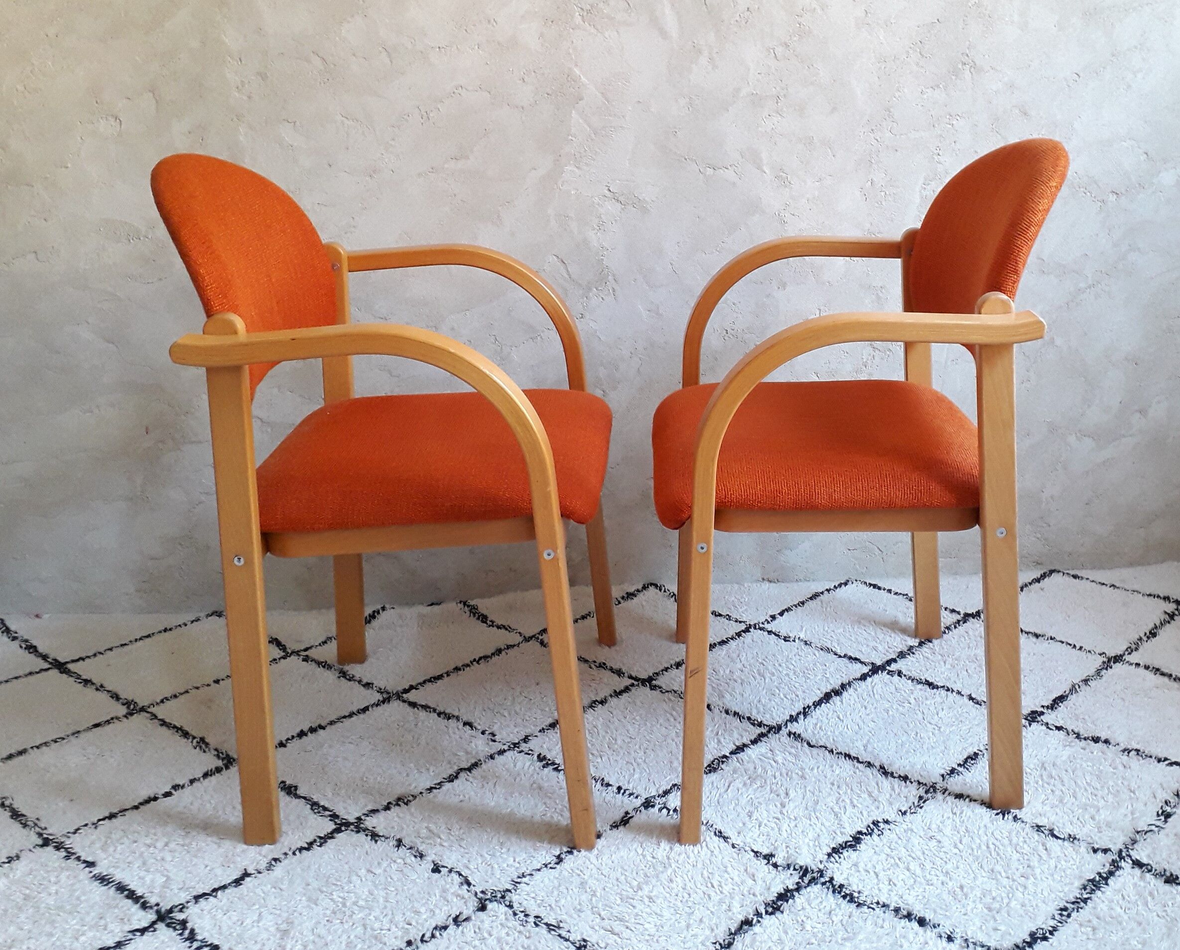 Pair of wooden Ikea armchairs