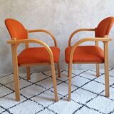 Pair of wooden Ikea armchairs