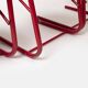 Set of 4 postmodern dining chairs in red lacquered metal and leatherette, italy, 1980s