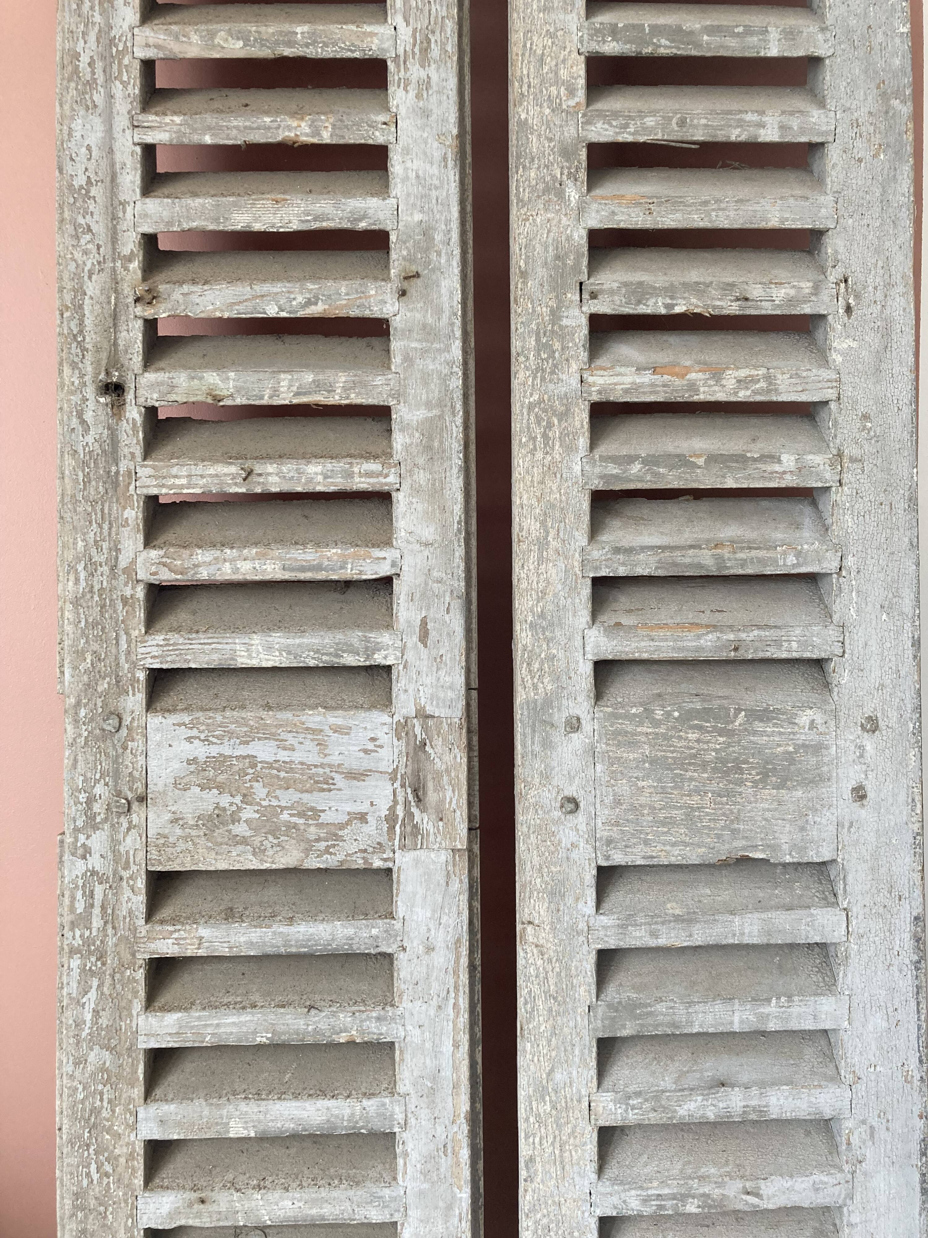 Set of 2 large old louvered shutters