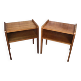 Paire de chevet table de nuit scandinave bois vintage