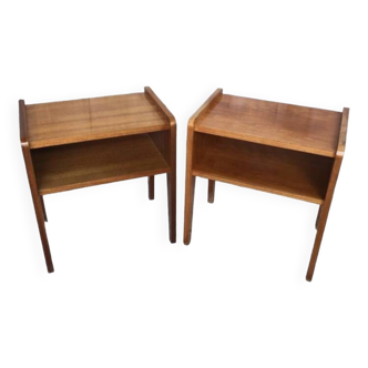 Paire de chevet table de nuit scandinave bois vintage