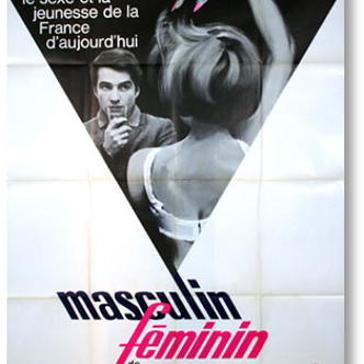 Affiche cinéma originale de 1967.Masculin féminin,Jean Luc Godard.120x160 cm