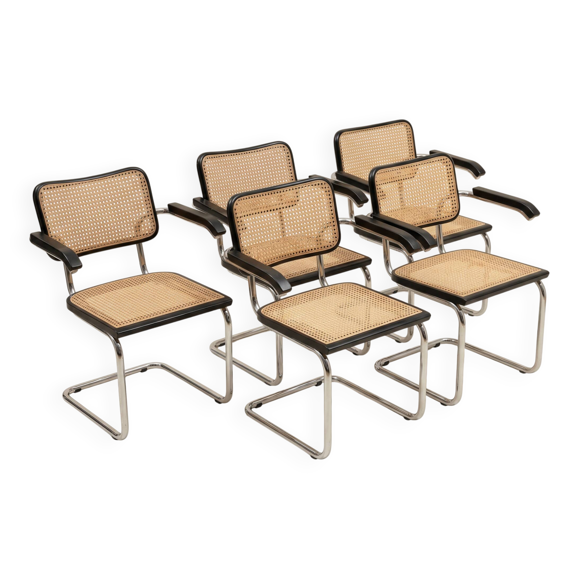 Superbe fauteuil B64 noir de Marcel Breuer (lot de 5)