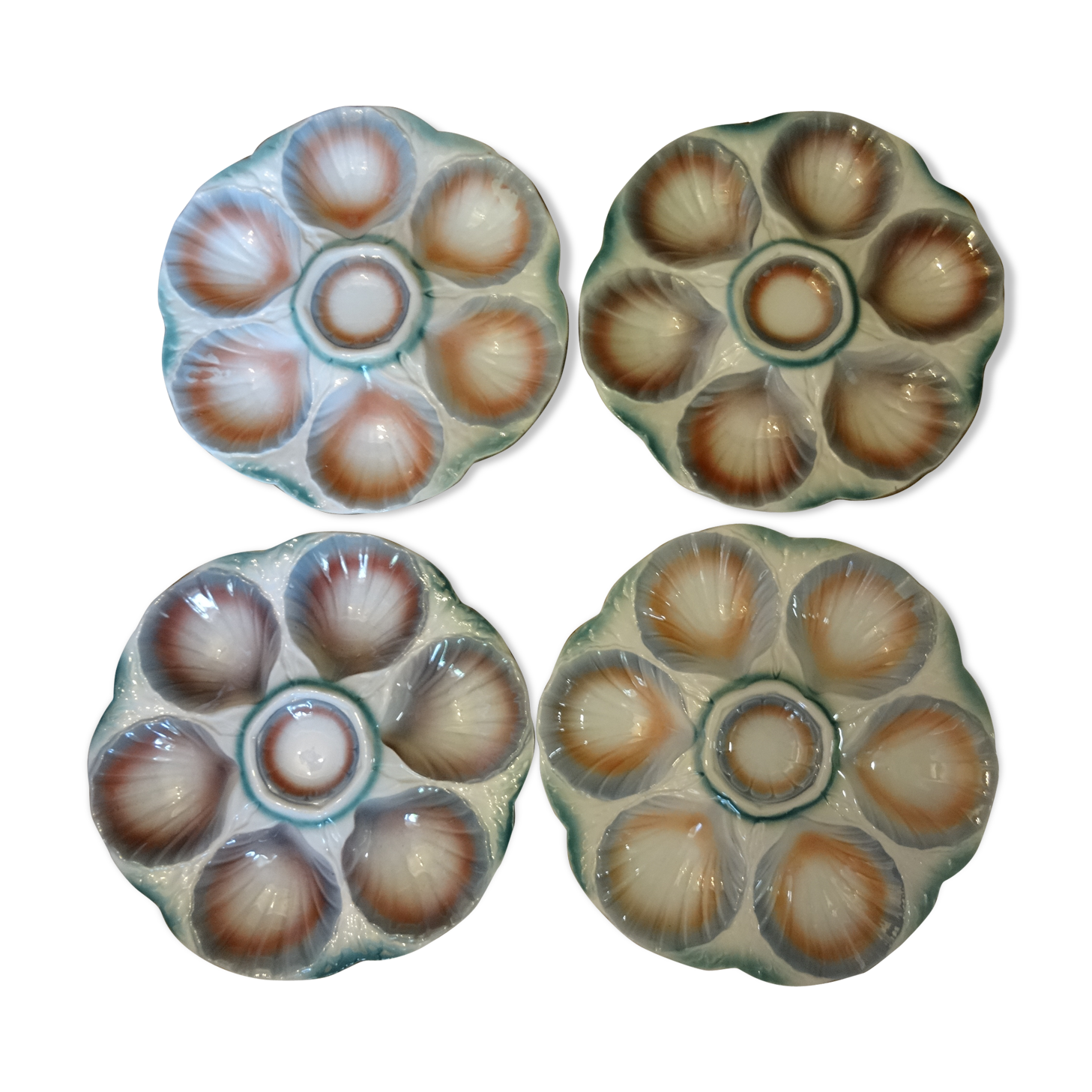 Set of 4 oyster plates Sarreguemines