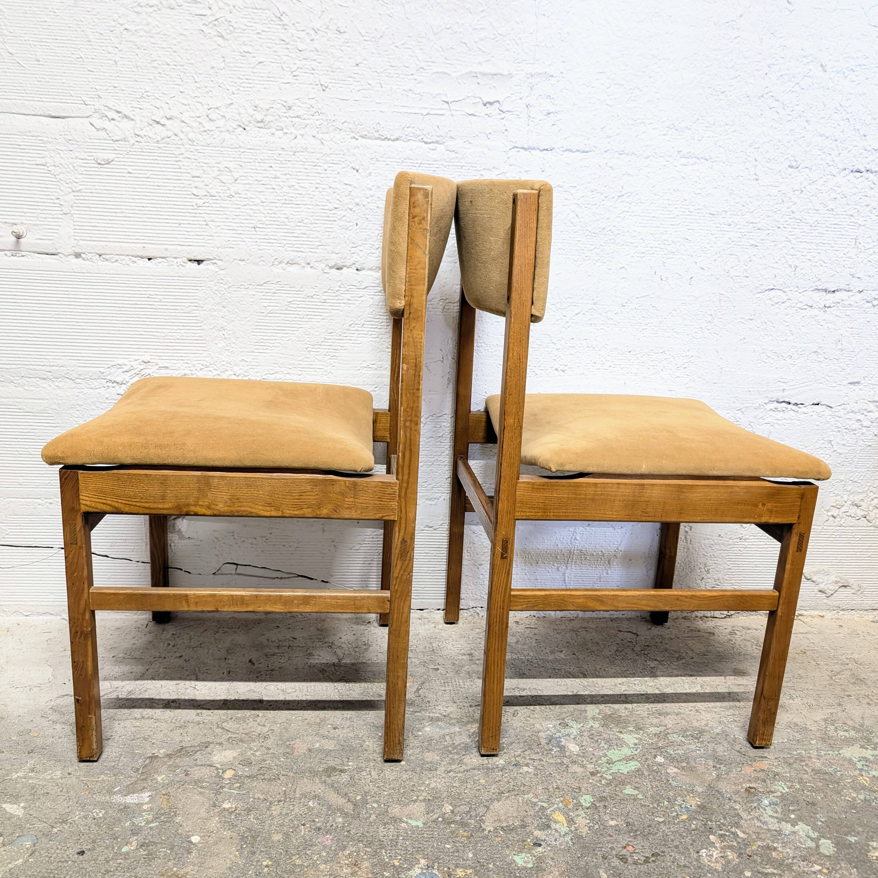 Pair of vintage velvet and wood chairs