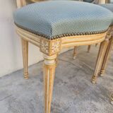 Set of 6 Louis XVI style chairs with antique patinated medallion