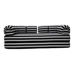 Canapé- lit rayé noir - blanc