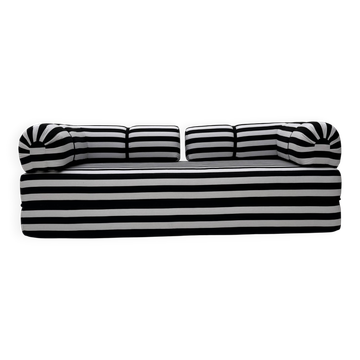 Vintage black and white striped sofa bed