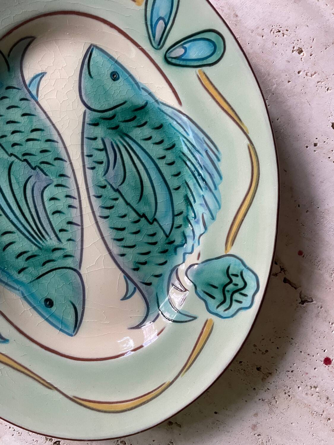 Vintage ceramic fish dish signed
