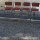 Set de 4 chaises vintage chrome et tissu marron