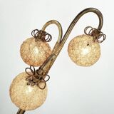 Rare mid century tripod floor lamp bamboo rattan 50s hawaii tiki era 3 shades