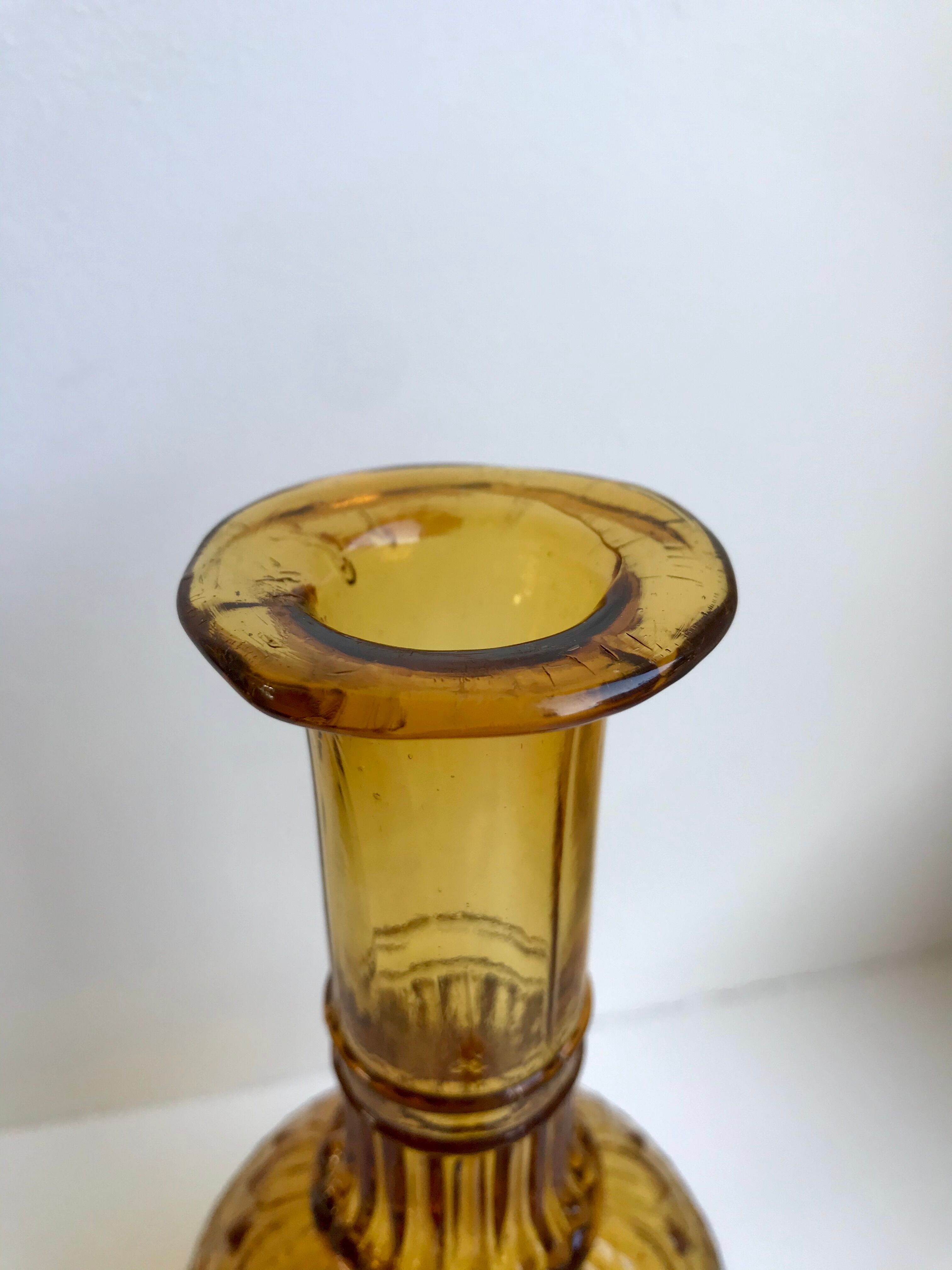 Amber carafe in molded and blown glass 50s