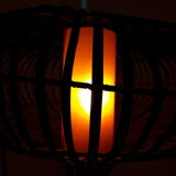 Paire de lampadaires en rotin C1970