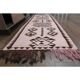 1970s vintage Turkish Oushak handmade wool cotton pink runner rug 98x317
