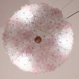 Charming Large Size Murano Ceiling Light Pink Flower by Seguso for Venini,