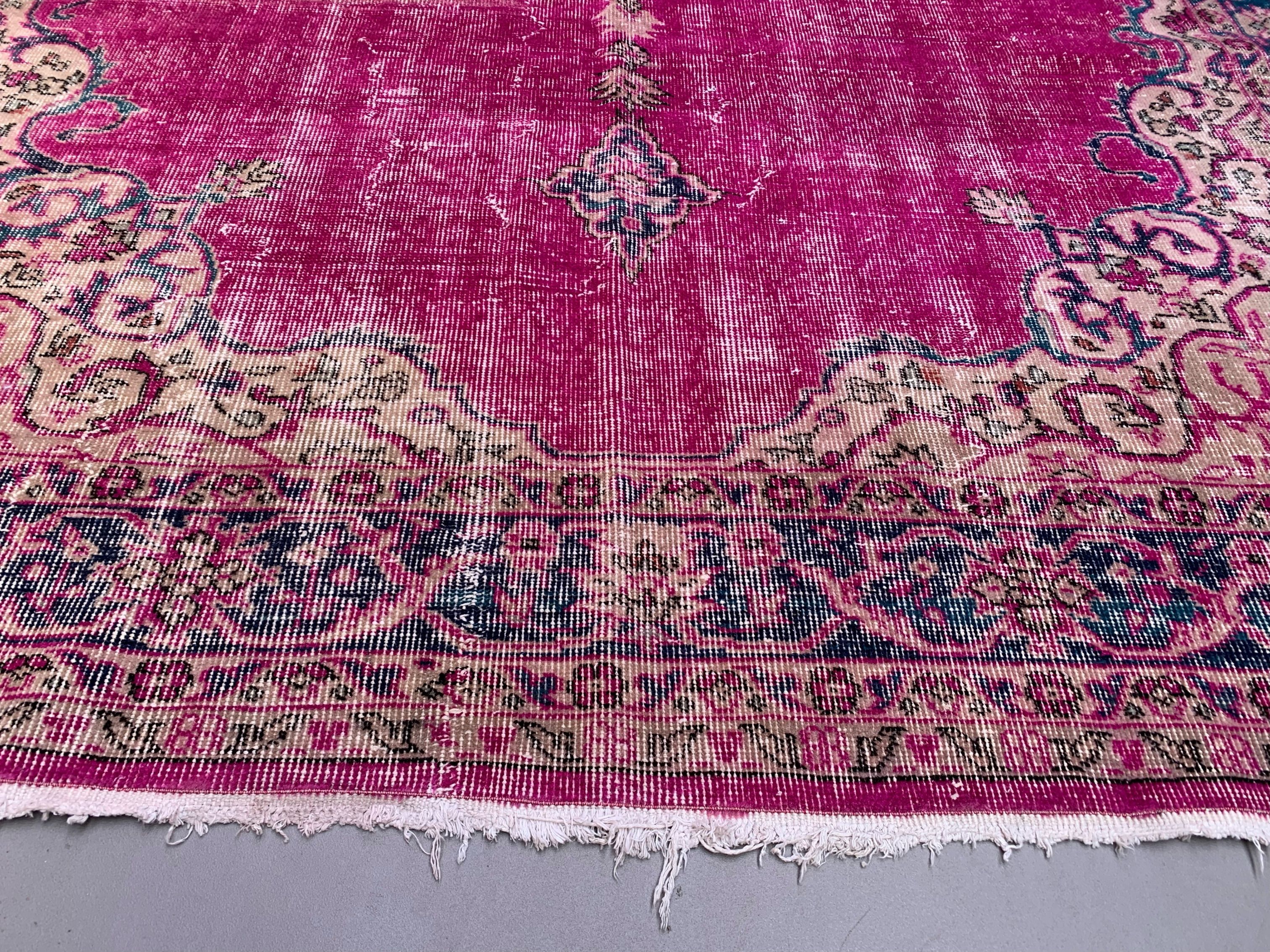 Vintage Turkish Rug 300x200 cm, Tribal Wool Carpet Large