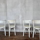 Series of 4 baumann white formica bistro chairs
