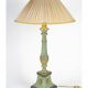 Carved, lacquered and gilded wooden lamp, 1950-1960, Louis XVI style.