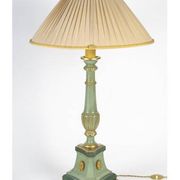 Carved, lacquered and gilded wooden lamp, 1950-1960, Louis XVI style.
