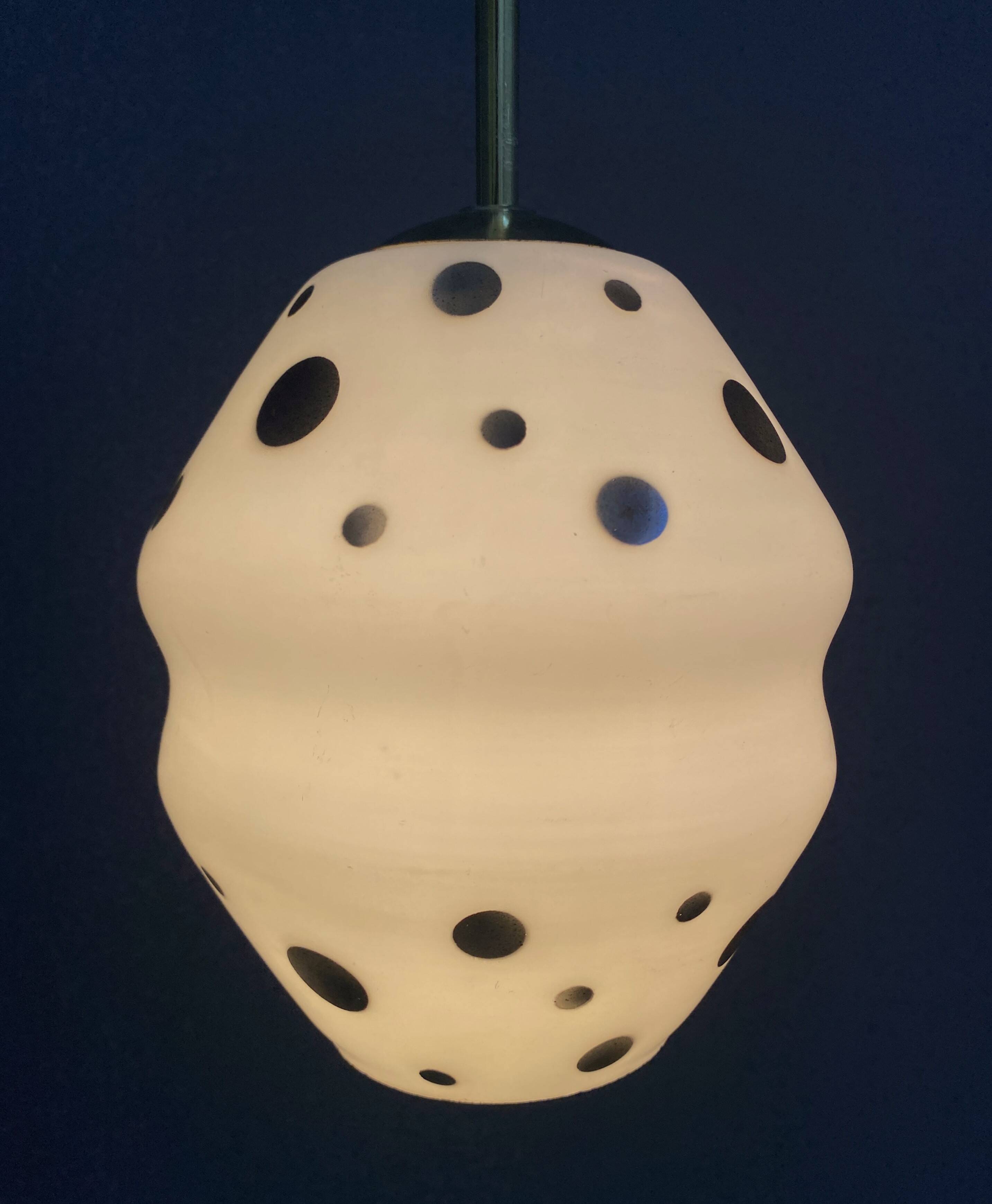 White with black dots pendant lamp 1960s