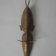Brass mask tribal ethnic wall decoration object vintage African art handmade sculpture