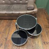 Vintage smoked glass and chrome side table