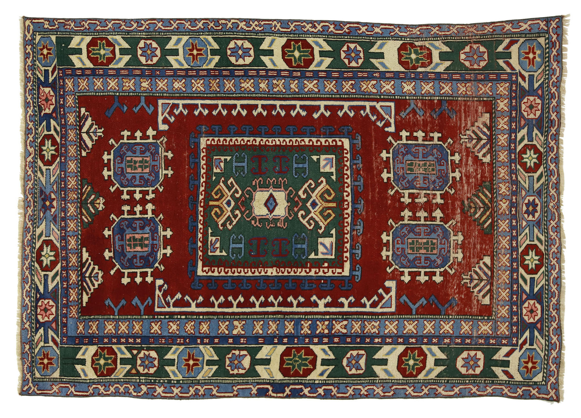 Anatolian handmade vintage rug 185 cm x 132 cm