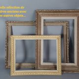 Frame inverted edges and beaded gilded wood 46x36 foliage 35x26 cm SB